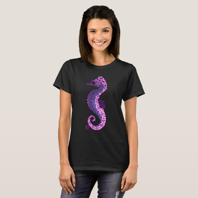 Söt Lavender Zen Tangle Seahorse Ocean Art T Shirt (Hel framsida)