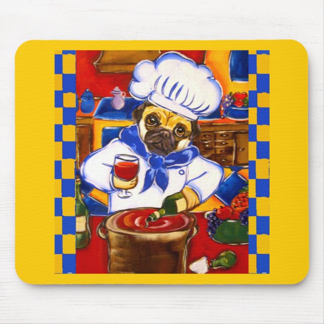 Söt Le Cafe Pug Kock Musmatta (Framsidan)