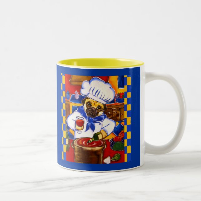 Söt Le Cafe Pug-kock Två-Tonad Mugg (Höger)