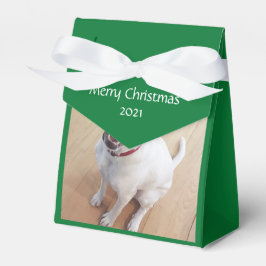 Söt le Vita renar Hund Juldagen Grönt Presentaskar