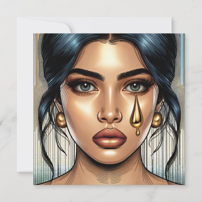 Söt Ledsen KVINNOR MED Guld Tear (Framsida)