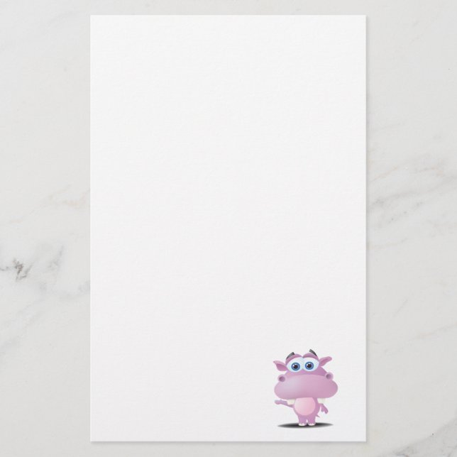 söt ledsen, liten hippo brevpapper (Framsida)