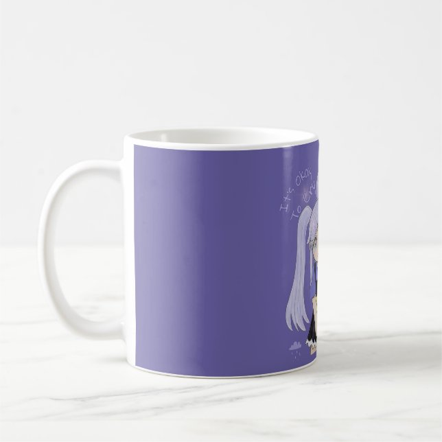 Söt ledsen tjej handritad illustration – Det är ok Kaffemugg (Vänster)