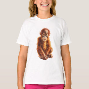 Söt leende baby orangutang karaktär barn t shirt