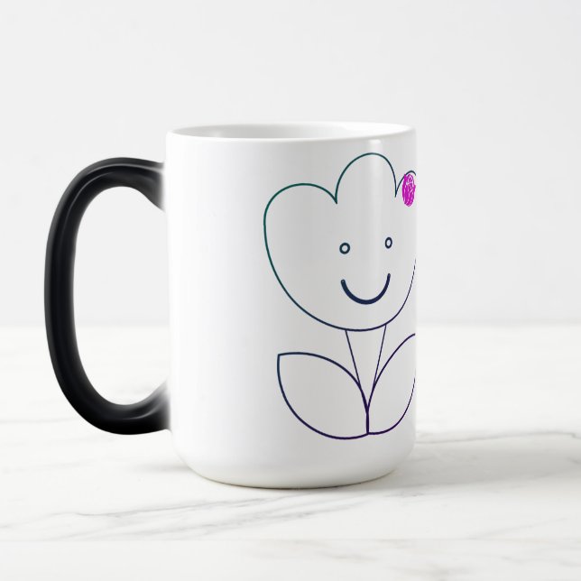 söt leende blomma magisk mugg (Vänster)