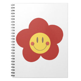 Söt Leende Blomma Retro Estetik Glad Ansikte Desi Anteckningsbok