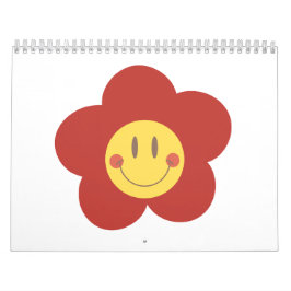 Söt Leende Blomma Retro Estetik Glad Ansikte Desi Kalender