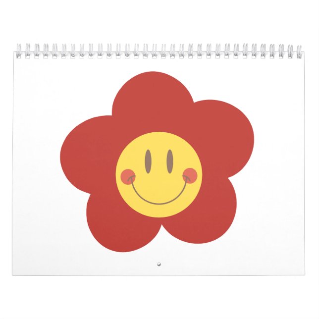 Söt Leende Blomma Retro Estetik Glad Ansikte Desi Kalender (Omslag)