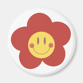 Söt Leende Blomma Retro Estetik Glad Ansikte Desi Magnet