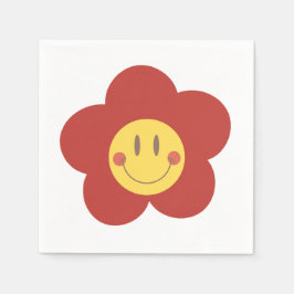 Söt Leende Blomma Retro Estetik Glad Ansikte Desi Pappersservett
