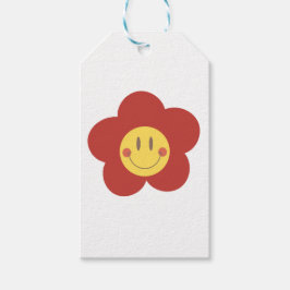 Söt Leende Blomma Retro Estetik Glad Ansikte Desi Presentetikett