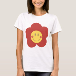 Söt Leende Blomma Retro Estetik Glad Ansikte Desi T Shirt