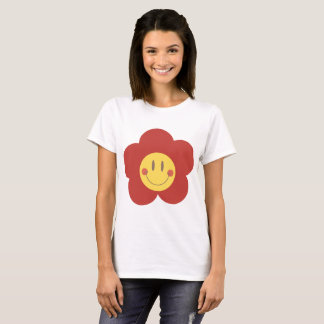 Söt Leende Blomma Retro Estetik Glad Ansikte Desi T Shirt