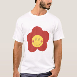 Söt Leende Blomma Retro Estetik Glad Ansikte Desi T Shirt