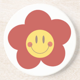 Söt Leende Blomma Retro Estetik Glad Ansikte Desi Underlägg