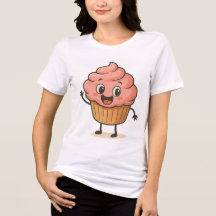 Söt Leende Cupcake T-Shirt – Roligt Kawaii Efterrä