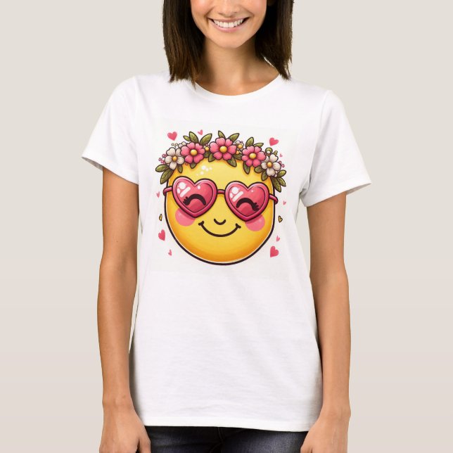 söt leende emoji t shirt (Framsida)