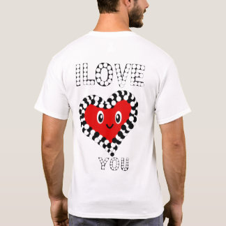 Söt Leende Hjärtan Jag Älskar Dig Matchande T-Shir T Shirt