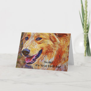 Söt leende Hund Artsy Birthday Card Kort
