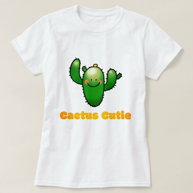 Söt leende kaktusillustration t shirt (Design framsida)