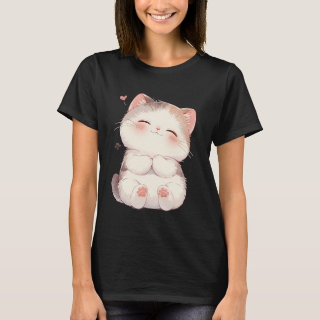 Söt Leende Katt T-Shirt (Framsida)