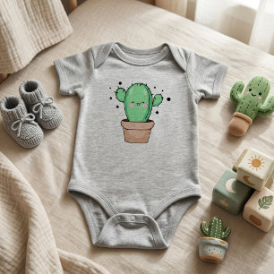 Söt leende Kawaii Baby Kaktus i vas med stjärnor T Shirt
