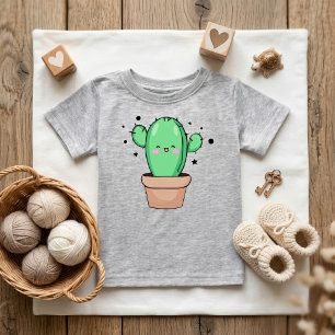 Söt leende Kawaii Baby Kaktus i vas med stjärnor T Shirt