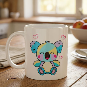 Söt leende Kawaii Baby Koala med kärlekshjärtan Kaffemugg
