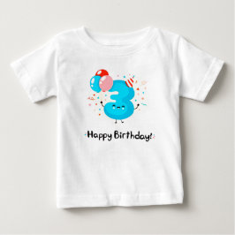 Söt leende nummer 3 med ballonger på födelsedag t shirt
