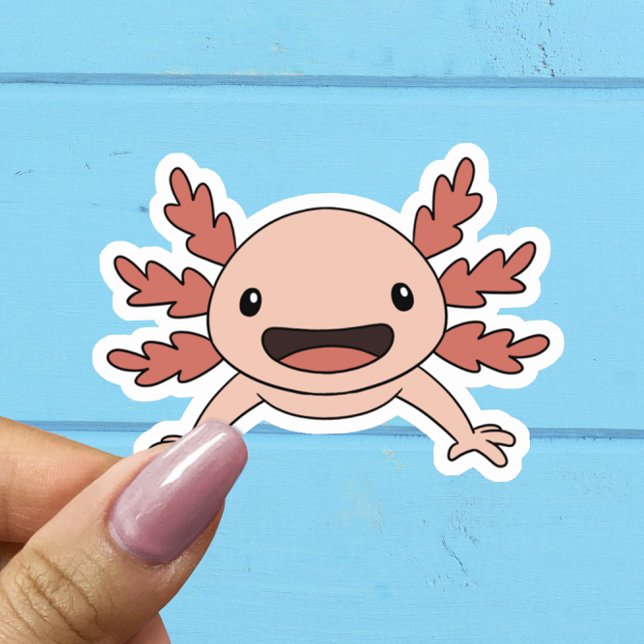 Söt leende rosa axolotl Kawaii dekal (Skapare uppladdad)