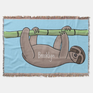Söt leende sengot på bambu tecknad illustration filt