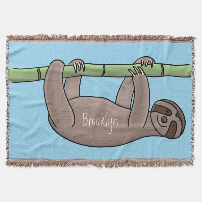 Söt leende sengot på bambu tecknad illustration filt (Framsidan)