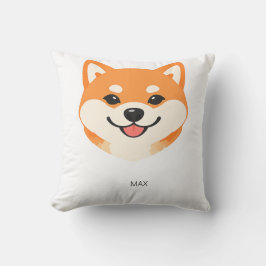 Söt leende Shiba Inu anpassad namnaccent Kudde
