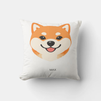 Söt leende Shiba Inu anpassad namnaccent Kudde