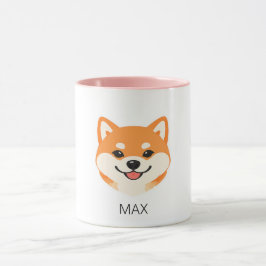 Söt leende Shiba Inu hund med anpassat namn Mugg
