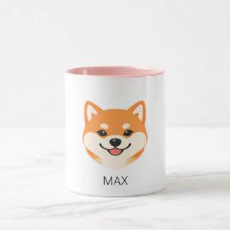Söt leende Shiba Inu hund med anpassat namn Mugg
