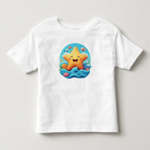 Söt leende sjöstjärna tecknad på stranden t shirt