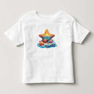 Söt leende sjöstjärna tecknad vid stranden t shirt