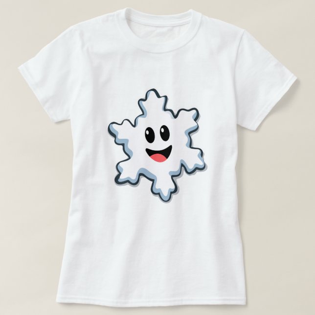 Söt leende snöflinga – God jul T Shirt (Design framsida)