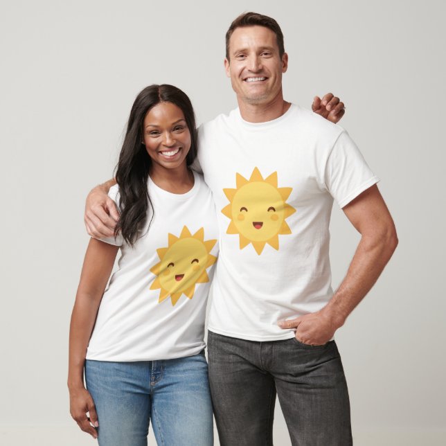 Söt Leende Sol T-Shirt Glad Tecknad Solsken (Unisex)