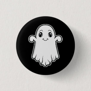 Söt leende spöklik serieillustration Halloween Knapp