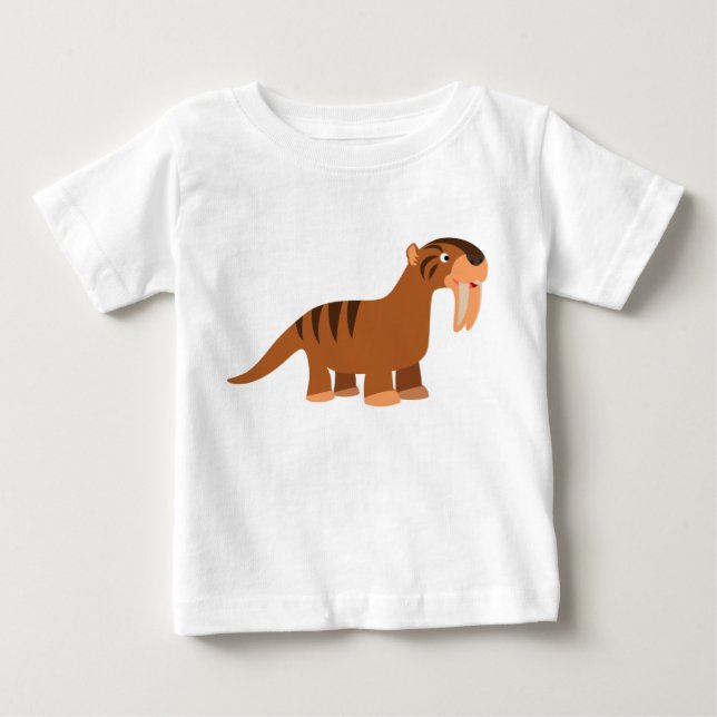 Söt leende tecknad Thylacosmilus-barn T-shirt (Framsida)