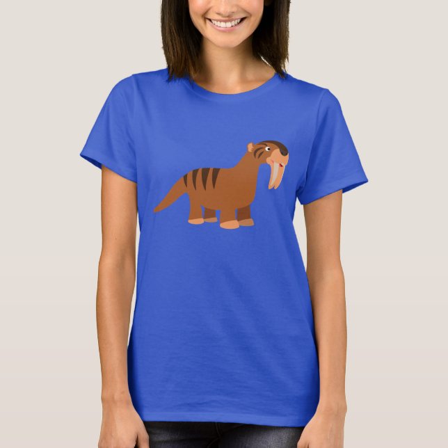 Söt leende tecknad Thylacosmilus damt-shirt Tröja (Framsida)