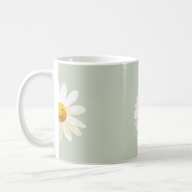 Söt Leende Tusenskönemönster Glad Blommig Vår  Kaffemugg (Vänster)