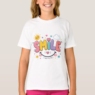 Söt leende typografi konst - Glad varje dag T Shirt