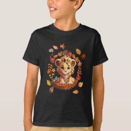 Söt lejon “Ausome Autumn” design – Höst Autism T Shirt