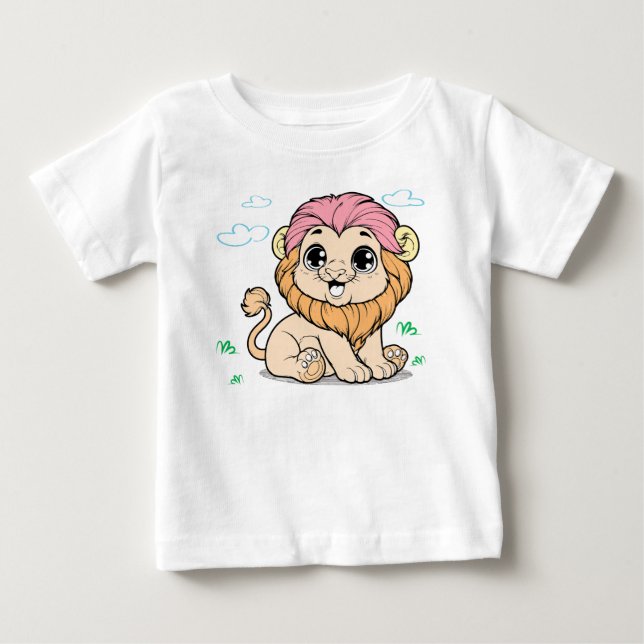Söt Lejon Baby T-Shirt – Färgrik Baby (Framsida)