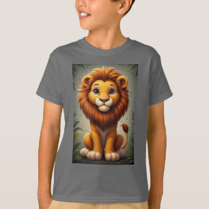 Söt Lejon Barnkammare Väggkonst Safari Djur T Shirt