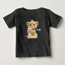 Söt Lejon Bokstav L Barn T-Shirt | Djur Alfabetet 