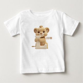 Söt Lejon Bokstav L Barn T-Shirt | Djur Alfabetet